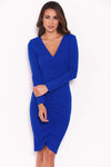 Cobalt Ruched Sleeved Dress