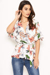 Cream Floral Wrap Top