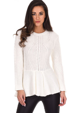 Cream Peplum Knitted Jumper