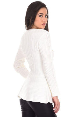 Cream Peplum Knitted Jumper