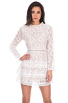 Cream Lace Tiered Mini Dress