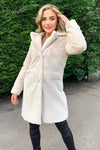 Cream Long Faux Fur Coat