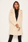 Cream Long Faux Fur Coat