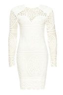 Cream Long Sleeved Crochet Bodycon