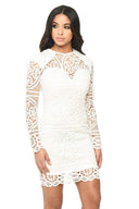 Cream Long Sleeved Crochet Bodycon