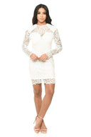 Cream Long Sleeved Crochet Bodycon