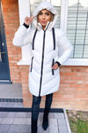 Cream Longline Padded Coat