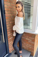 Cream Off The Shoulder Chunky Knit Jumper