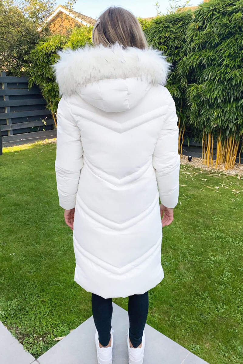 Cream Padded Longline Puffer Coat