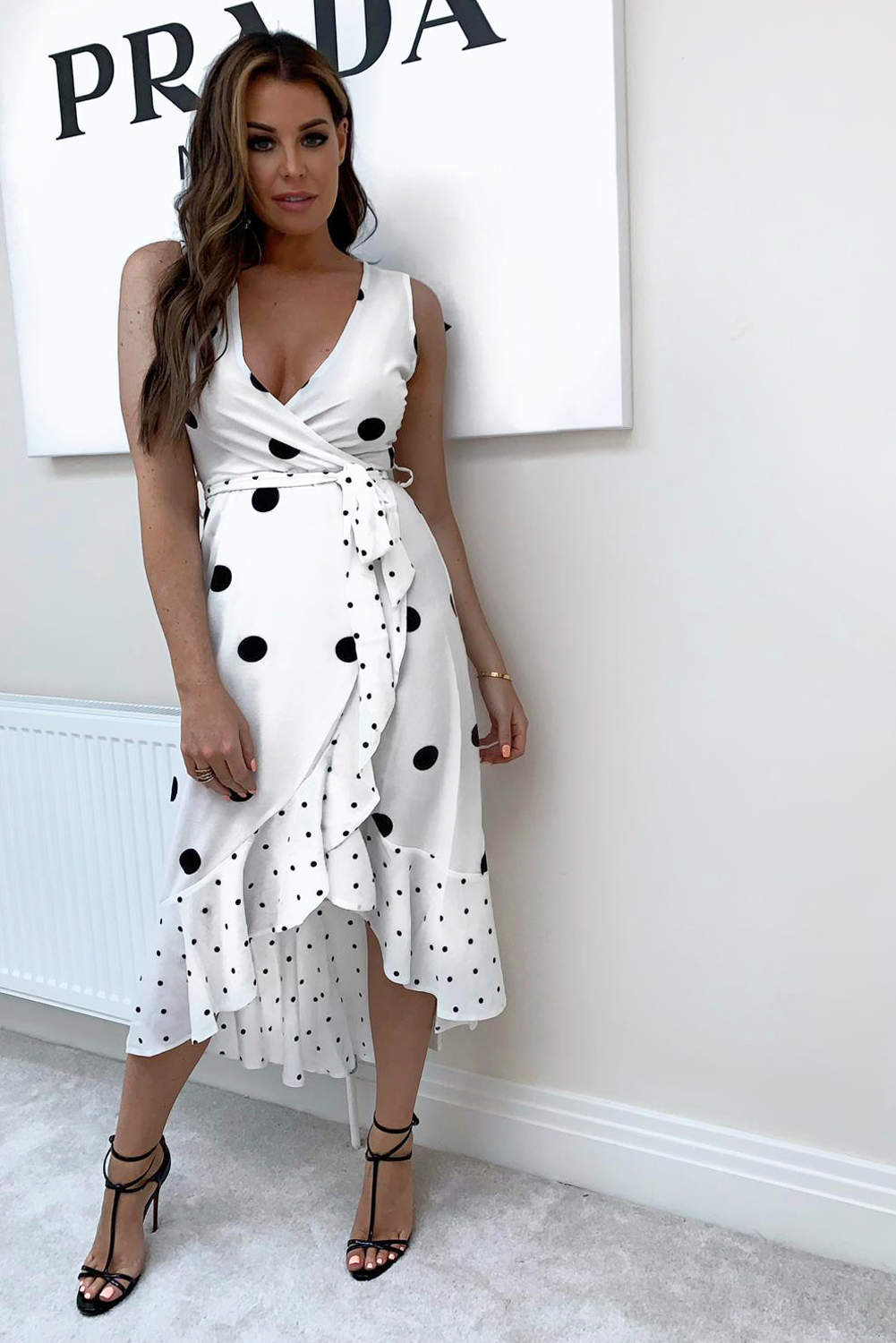 Polka Dot Maxi Dress | Cream Spotted Asymmetrical Dress