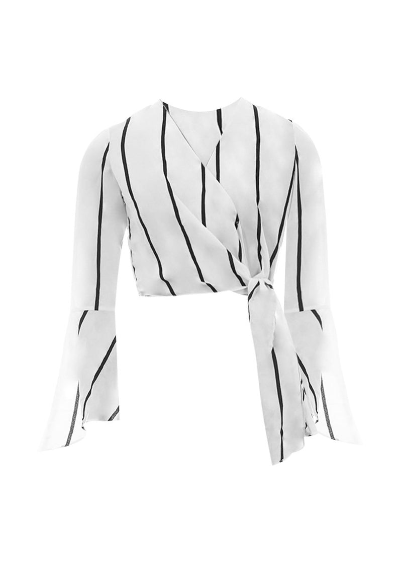 Cream Striped Tie Top