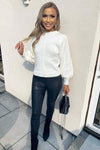 Cream Volume Sleeve Knitted Jumper