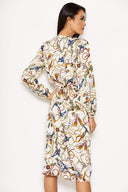 Cream Chain Print Wrap Style Dress