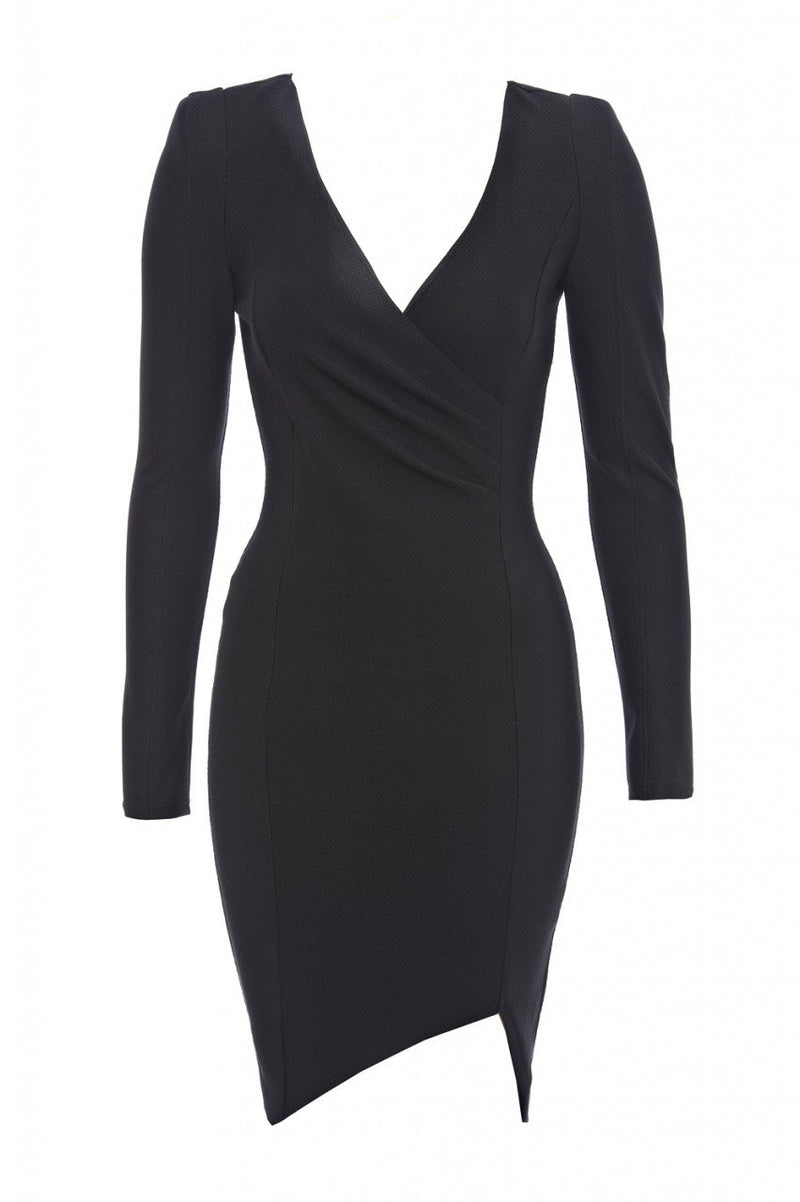 Wrap Front Long Sleeved Dress