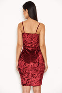 Red Velvet Bodycon Dress with Wrap Front