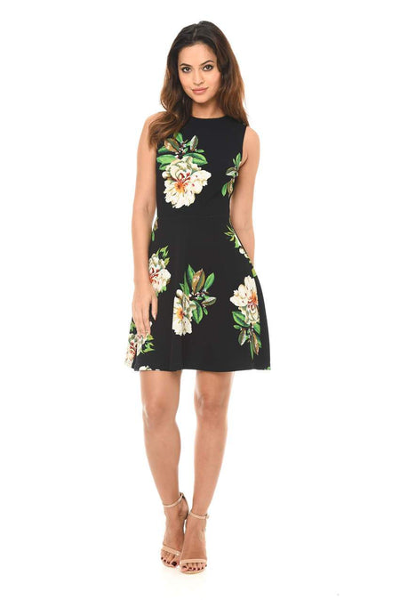 Navy Floral Skater Dress
