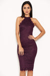 Plum Lace Midi Dress