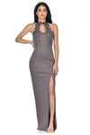 Pewter Maxi Dress With Choker Cut Out