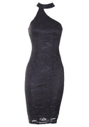 Black Lace Choker Bodycon Dress