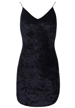 Black Crushed Velvet Dress