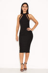 Black Mesh Detail Bodycon Dress