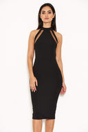 Black Mesh Detail Bodycon Dress