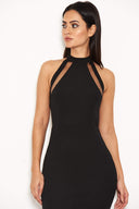 Black Mesh Detail Bodycon Dress