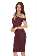 Plum Strappy Lace Midi Dress