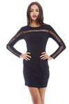 Long Sleeved Cut- Out Bodycon Dress