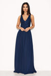 Navy Lace Detail V Neck Maxi Dress