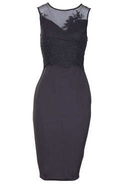 Black Mesh Detail Bodycon Dress