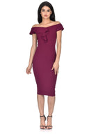 Plum Frill Detail Midi Dress