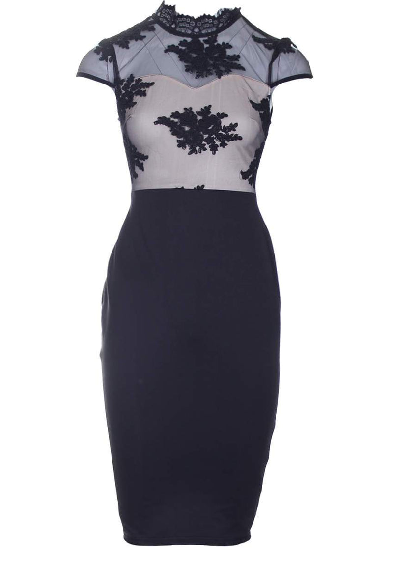 Black And Nude Lace Midi Dress – AX Paris US