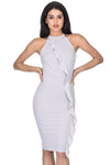 Silver High Neck Midi Dress