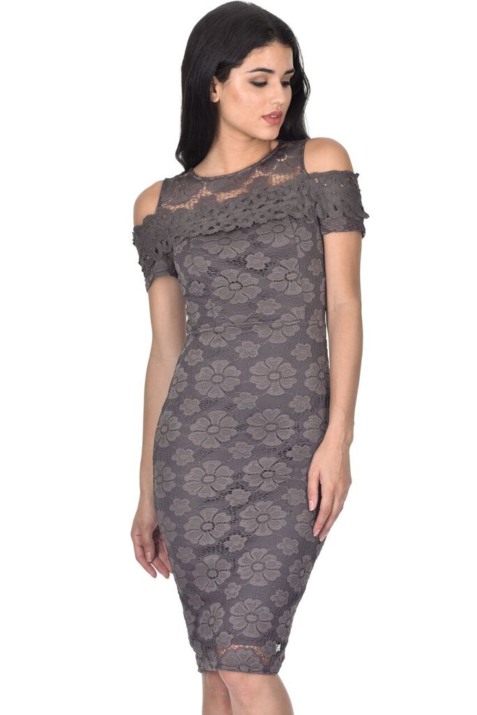 Grey Lace Bodycon Dress