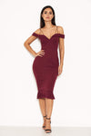 Plum Off The Shoulder Strappy Fishtail Dress