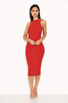 Red Double Strap Midi Dress