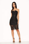 Black Lace Notch Front Dress