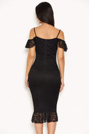 Black Lace Dress With Frill Detail