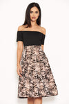 Black Printed 2 in 1 Skater Dress