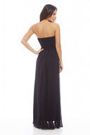 Chiffon Pleat Front Plain Maxi Dress