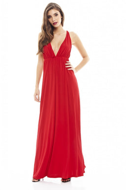 Slinky Plunge Maxi Dress