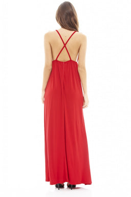Slinky Plunge Maxi Dress