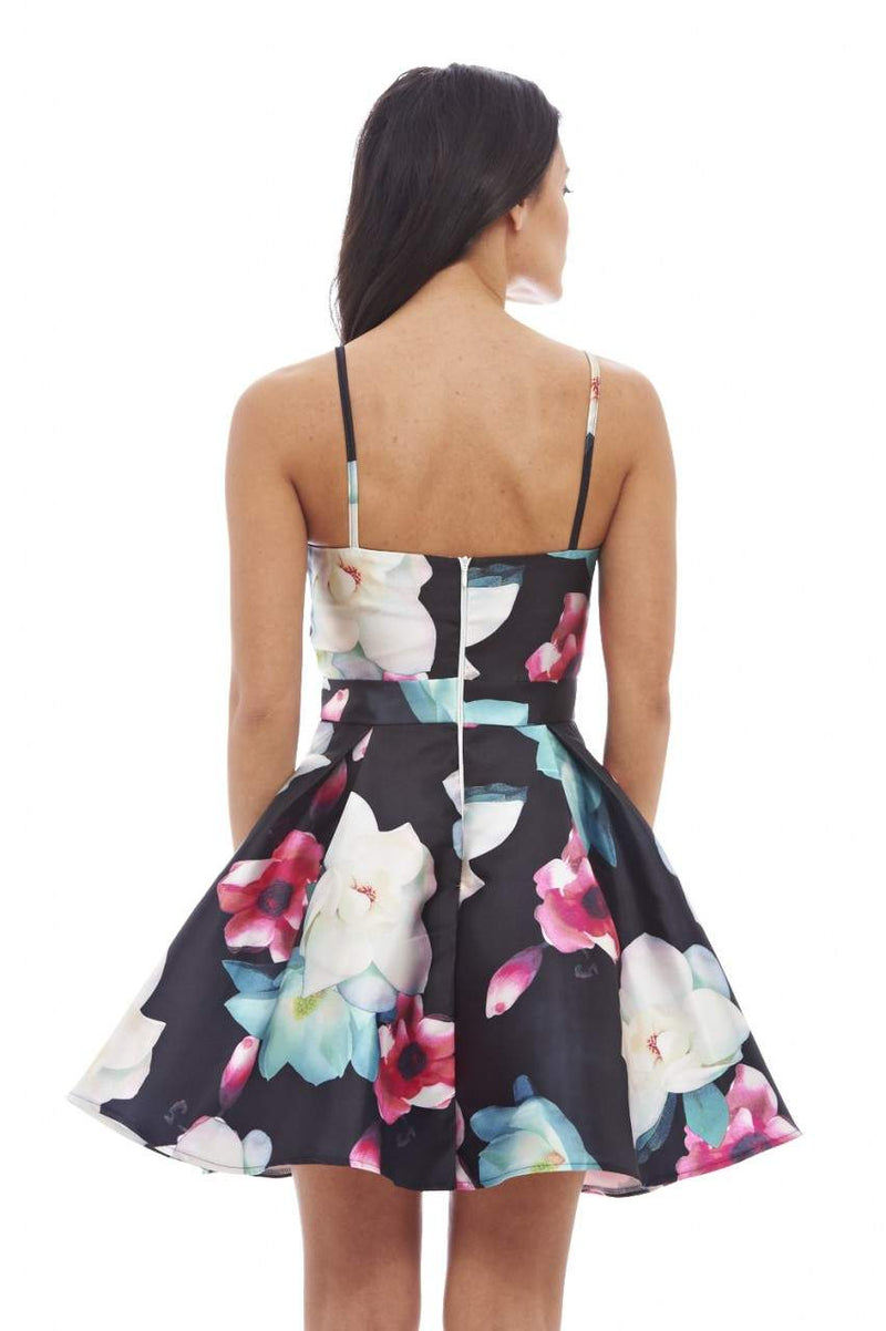 Strappy Floral Print Skater Dress