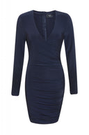 V Front Slinky   Ruched Dress