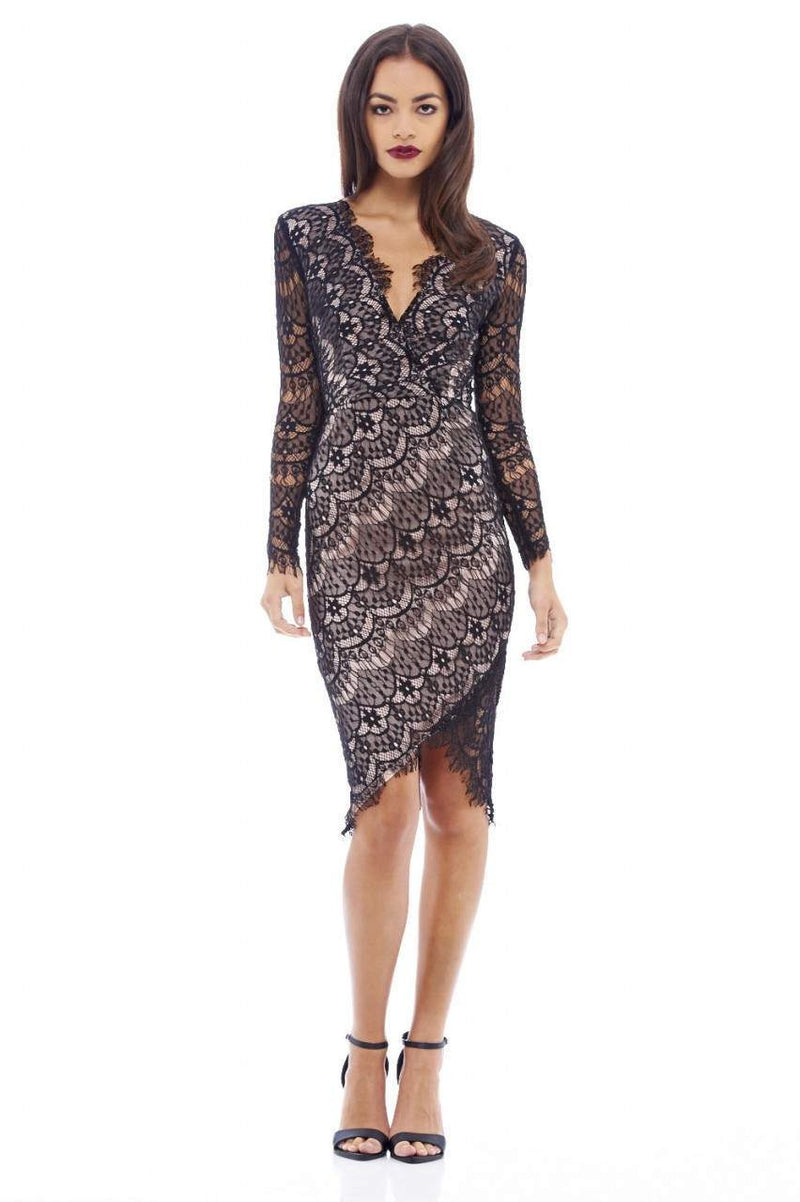 Crossover Lace Bodycon Dress