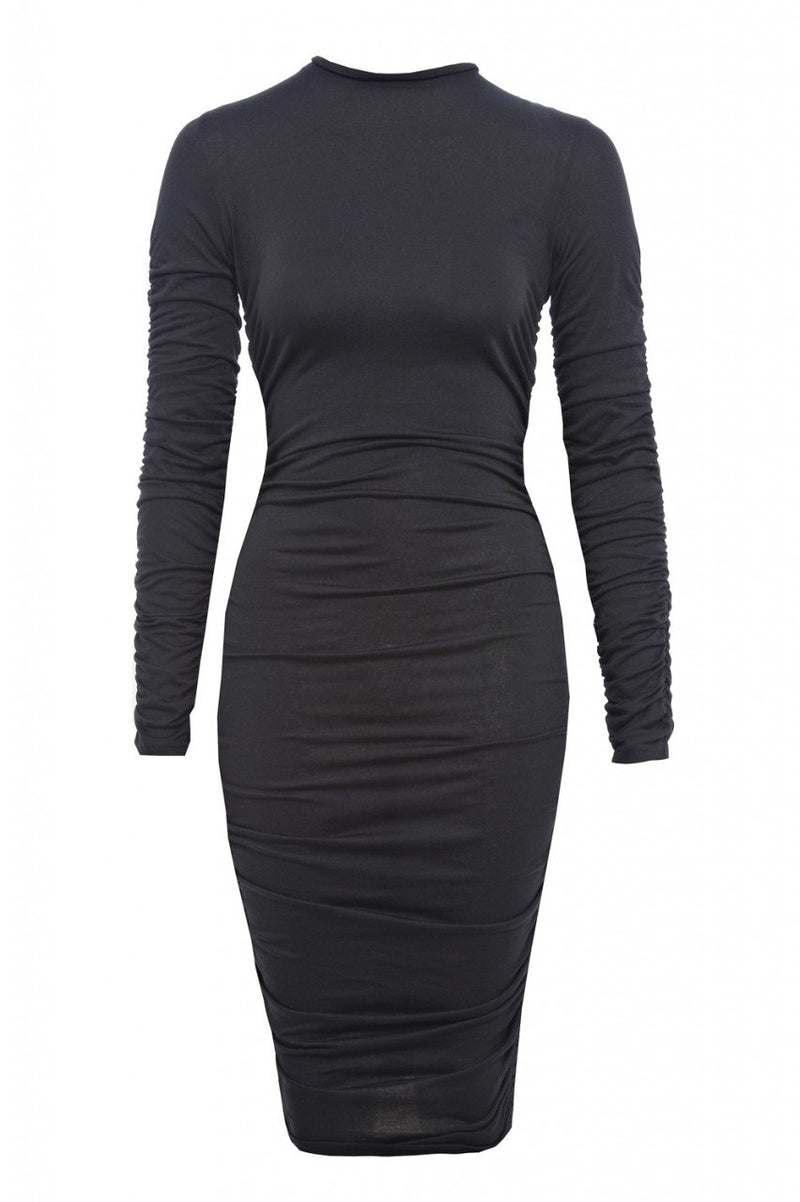 Ruched Long Sleeved Bodycon Dress