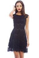 Capped Sleeve Crocheted Lace Dress