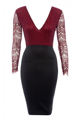 2 in 1 Long Sleeved Lace Dress