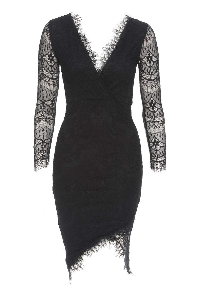 V Neck Lace Bodycon Dress